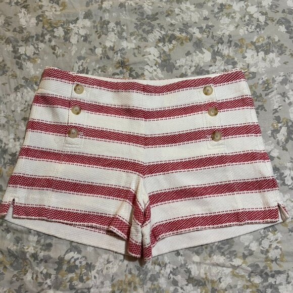 LOFT Pants - Ann Taylor LOFT Sailor Red White Striped Nautical Double Breasted Button Shorts